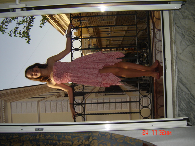 This is me on our balcony over looking a street of Rome!