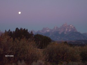 The moon, and the Grand Tetons